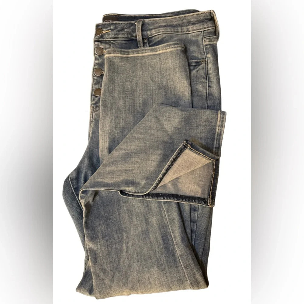 NYDJ Button Fly Alana Split Hem Jeans Size 16
